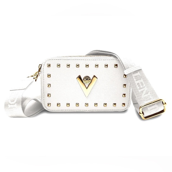 Valentino Orlandi Logo Double Zip Camera Bag w/Adjustable Strap White - Picture 1 of 4